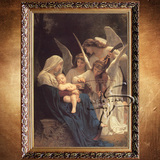 天主教圣像画仿真油画天主教油画圣像纯手绘圣母抱耶稣与天使油画