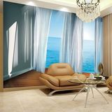 欧式3d立体壁画 客厅沙发背景墙纸 电视风景壁纸 地中海墙布无缝