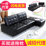 日式简约皮艺多功能沙发床 可折叠带储物 经济小户型 2米沙发床