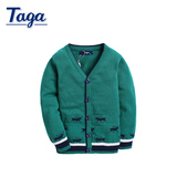 TAGA童装2016新款男童毛衣开衫中大童针织衫外套男童纯棉开襟上衣