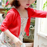 夏季韩版童装儿童女童宝宝超薄中袖针织衫防晒小开衫空调衫外套