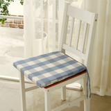 地中海浅蓝色布艺格子 加厚椅垫 海绵垫 坐垫 餐椅垫 可拆洗