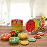可爱水果陶瓷餐具碗碟套装 西瓜碗创意饭碗汤碗大碗盘子泡面碗
