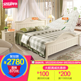 林氏木业韩式田园成人大床白色卧室套装家具成套床垫床头柜A3组合