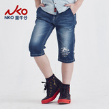 NKO男童牛仔七分裤弹力夏季薄款中大童针织内里纯棉儿童短裤中裤