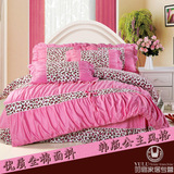 韩式公主床上四件套 全棉田园床裙式花边床单1.8米纯棉豹纹四件套