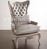 北欧宜家高端定制复古欧式美式新古典后现代实木布艺单人沙发椅