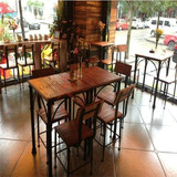 美式乡村餐厅餐桌椅组合咖啡餐饮酒吧四椅一桌正方形酒吧桌椅组合