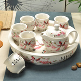 整套茶具青花瓷花茶双层茶杯 陶瓷茶壶茶海茶道功夫茶具双层茶具