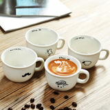 创意情侣杯子可爱马克杯陶瓷杯水杯四件套卡布奇诺咖啡杯LOGO定制