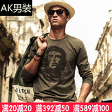 AK男装 2015夏季新品 自由古巴 切格瓦拉手绘印花长袖T恤 男