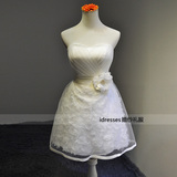白色伴娘服新娘结婚纱小礼服心形抹胸短款绑带公主韩版生日晚礼服