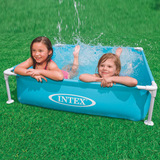 INTEX儿童方形夹网支架水池 婴幼儿浴盆学习游泳池戏水池钓鱼池。