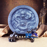九龙盘烟缸 水晶浮雕摆件 中国传统文化礼品 新年商务礼品 送客户