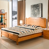 简约现代中式白橡木床 原木色双人床实木床1.8米婚床大床卧室家具