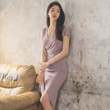 韩版2016夏季新款时尚修身气质名媛OL显瘦夜店性感包臀礼服连衣裙