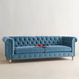美式新古典三人布艺沙发欧式实木三人单人沙发 法式简易沙发
