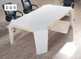 上海办公家具带线盒移动实木洽谈桌定做简约现代条形烤漆会议桌