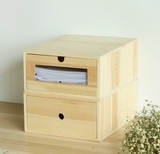 抽屉式桌面木制收纳盒文件资料单据A4票据整理箱办公用品整理柜