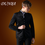 纯黑色中华小立领西服单件青年韩版修身中山装男士立领西装外套潮