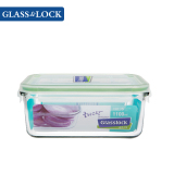 Glasslock韩国进口乐扣钢化玻璃长方形绿色保鲜饭盒微波炉1100ml