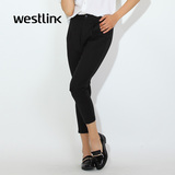 Westlink/西遇2016春季新款 黑色宽松显瘦哈伦裤小脚裤休闲女长裤