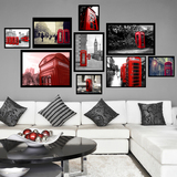 欧式黑白红装饰画客厅简约有框浪漫巴黎风景建筑挂画咖啡厅墙壁画