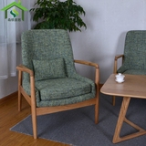 北欧宜家韩式原木沙发椅单人/双人简约实木布艺可拆洗白橡木椅子