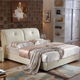 小户型皮床双人床1.8米真皮床软体床家具床简约现代婚床送货安装