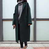 2015秋冬新款女装复古oversize超长款羊毛呢大衣外套加厚呢子大衣