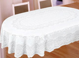 pvc白色椭圆形桌布台布 /薄款印花西餐桌桌布/ 防水防油 可擦洗