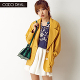COCO DEAL日系女装茧形大口袋复古中长款大衣外套33014304