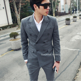 2016新款韩版青年薄款西装外套男 商务修身休闲西服套装纯棉正装