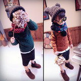 冬季新款韩版女男儿童装宝宝羊绒混纺高领套头毛衣针织衫上衣
