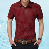 男士短袖衬衫 韩版 修身夏季青年常规款商务休闲纯棉印花免烫衬衣