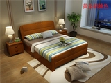 实木床 双人床 婚床高箱储物床1.5米1.8米大床橡木床白色地中海床