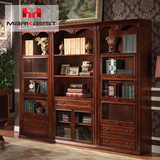 品之印 美式实木书柜自由组合 现代简约带门书架 书柜 大容量书橱