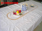 特价外贸补花镂空桌布纯白手工餐桌布刺绣床盖欧式