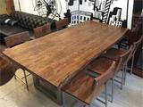 美式乡村北欧咖啡茶餐厅桌椅实木家具原木复古铁艺餐桌会议书桌6