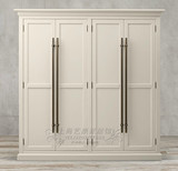 美式法式复古做旧实木衣柜储物柜欧式单双四门平开门式白色衣橱