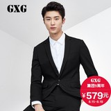 GXG男装 秋季男士时尚修身西服套装黑色休闲西装外套男#63813003