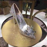 2015春新款尖头水晶鞋灰姑娘同款单鞋水钻高跟鞋细跟性感女鞋婚鞋