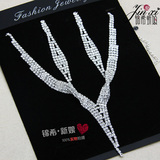 包邮欧美韩式新娘耳环项链套装简约气质结婚礼服水晶项链二件套女