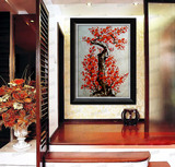 抽象花卉油画纯手绘现代中式简约发财树客厅玄关过道装饰画梅花