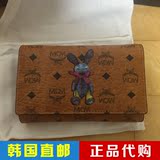 韩国代购直邮MCM 经典狮子兔子中长款钱包女三折钱包棕色乐天正品