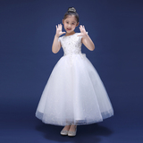 儿童婚纱公主裙韩版花童礼服女童生日长款钢琴表演长款女童公主裙