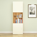 宜家现代简易多层白色带门书柜简易书架置物架储物柜墙角柜儿童柜