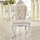 新古典餐椅 欧式椅子 白色布艺实木餐椅 酒店餐饮餐椅 餐厅椅现货