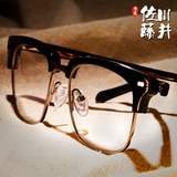 佐川藤井正品近视眼镜架男板材金属个性复古半框近视眼镜框男女潮