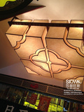 新中式方形全铜吸顶灯定做大气酒店餐厅灯仿现代云石工程客厅灯